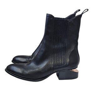 Alexander Wang Womens Anouck Boots, Black Leather, Rose Gold, Size 38/8